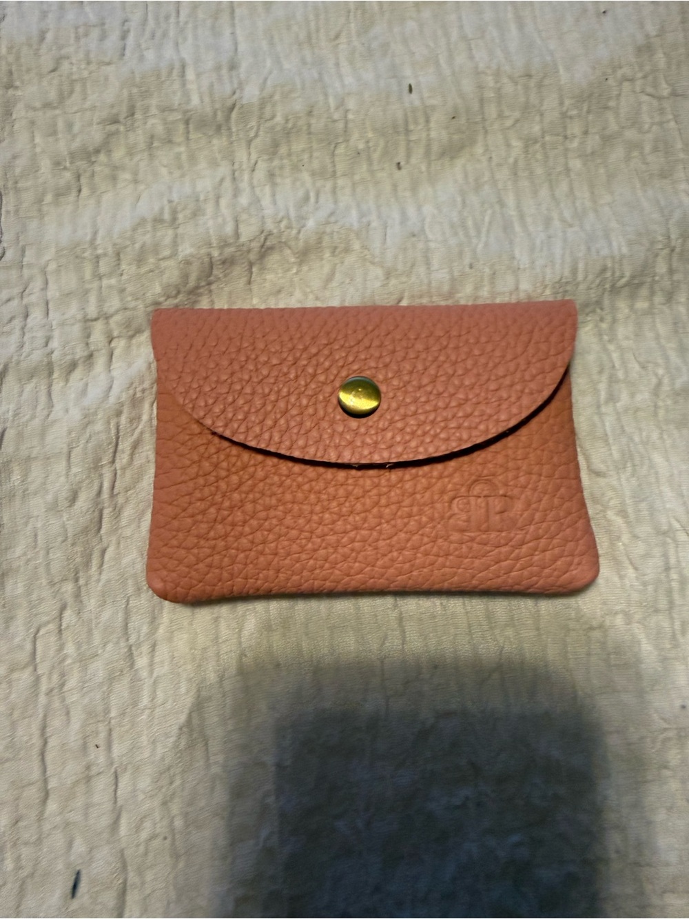Source Unknown Pebbled Leather Card Pouch - Dusty Rose with Gold Snap